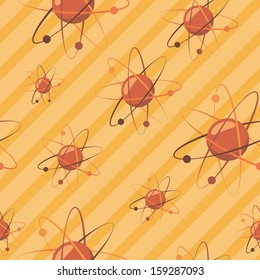 seamless striped background with atoms