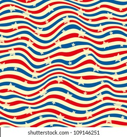 Seamless striped background with stars. Vector illustration