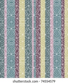 Seamless striped Background tile with 3d geometric outlined pattern. Vector Version.