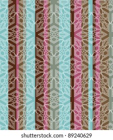 Seamless striped Background tile with 3d geometric outlined pattern. Vector Version.