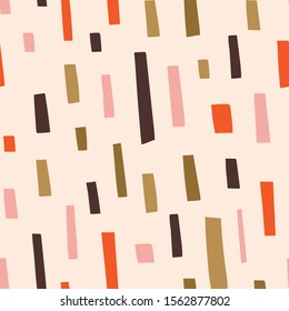 Seamless striped background. Vector seamless pattern with creative abstract geometrical shapes. Hand-drawn simple design for fabric or wallpaper, wrapping paper.
