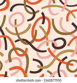 Seamless striped background. Vector seamless pattern with creative abstract shapes. Hand-drawn simple design for fabric or wallpaper, wrapping paper.