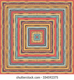 Seamless striped, checked ornamental pattern. Square, rectangle lines with torn paper effect. Shred edge background. Pastel, warm, brown, pink, blue, orange, gray colored. Winter theme. Vector 