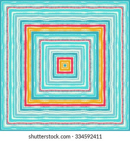 Seamless striped, checked ornamental pattern. Square, rectangle lines with torn paper effect. Shred edge background. Pastel cold, blue, turquoise, red, white colored. Winter theme. Vector illustration