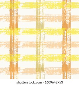 Seamless striped checked pattern. Crossing horizontal and vertical lines with torn paper effect. Ethnic background. Vector