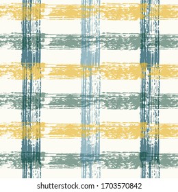 Seamless striped checked pattern. Crossing horizontal and vertical lines with torn paper effect. Ethnic background. Baby boy blue pastel color plaid seamless pattern.