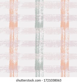 Seamless striped checked pattern. Crossing horizontal and vertical lines with torn paper effect. Ethnic background. Vector