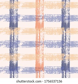 Seamless striped checked pattern. Crossing horizontal and vertical lines with torn paper effect. Ethnic background. Vector