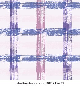Seamless striped checked pattern. Crossing horizontal and vertical lines with torn paper effect. Ethnic background. Baby boy blue pastel color plaid seamless pattern.