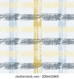 Seamless striped checked pattern. Crossing horizontal and vertical lines with torn paper effect. Ethnic background. Baby boy blue pastel color plaid seamless pattern.
