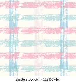 Seamless striped checked pattern. Texture of plaid material in pastel tones Ethnic background. Baby boy blue pastel color plaid seamless pattern.