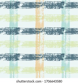 Seamless striped checked pattern. Texture of plaid material in pastel tones Ethnic background. Vector