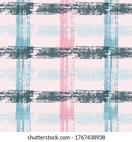 Seamless striped checked pattern. Texture of plaid material in pastel tones Ethnic background. Baby boy blue pastel color plaid seamless pattern.