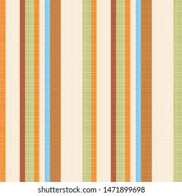 Seamless striped fabric pattern of autumn colors.  Flat colors used, threads accurately matched on their ends.