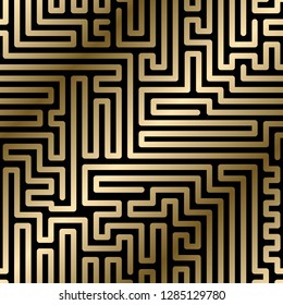 Seamless striped geometric luxury pattern - vector creative background. Gold gradient metallic design.