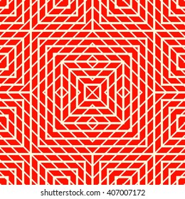 Seamless striped grid red yellowish pattern. Abstract repeated straight lines texture background. Vector illustration