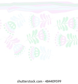 Seamless  striped horizontal   pattern of floral motif . Hand drawn.