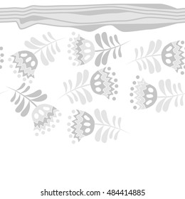 Seamless  striped horizontal   pattern of floral motif . Hand drawn.