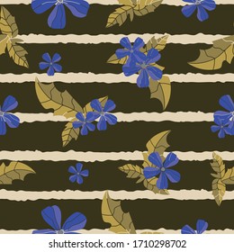 Nahtlose gestreifte Blumenmuster und Blumen wiederholen unendliche Deckenstruktur für Textilien, Tapeten, Wickelpapier, Vorhänge, Kleidung, Stoffdrucke