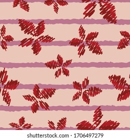 Seamless striped nature pattern leaf shapes and lines repeat endless background cover texture for textile, wrapping paper, wallpapers, clothing, curtains, carpets, fashion fabric prints