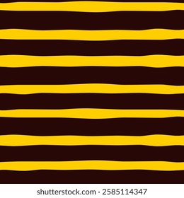 Seamless striped pattern 80s style. Retro cartoon black and yellow color funny 80s vibes background. Vector flat vibrant bright trendy pop 1980s old fashioned disco funky fabric like bee stripes