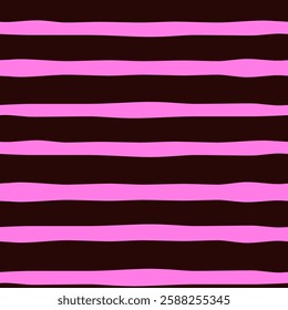 Seamless striped pattern 80s style. Retro cartoon black and pink color funny 80s vibes background. Vector flat vibrant bright trendy pop 1980s old fashioned disco funky fabric or print