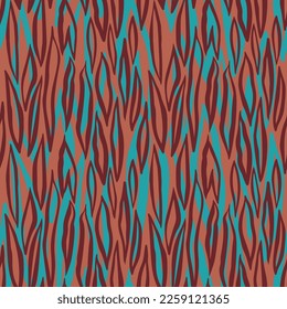 Seamless striped pattern. Abstract curved lines texture with simple ornament. Animal zebra tiger print. Retro fashion style.