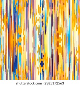 Seamless striped pattern in Aztec style. Folk embroidery.. Aztec ikat style. Seamless vector image. Thin lines