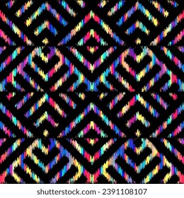 Seamless striped pattern in Aztec style. Folk embroidery.. Aztec ikat style. Seamless vector image. Thin lines