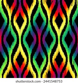 Seamless striped pattern in Aztec style. Folk embroidery.. Aztec ikat style. Seamless vector image. Thin lines