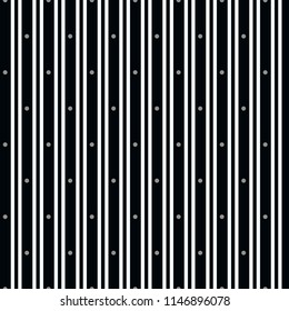 Seamless striped pattern in black and white colors with polka dot. Vector illustration