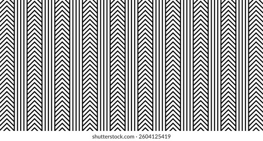 Seamless striped pattern. Black and white chevron background with zigzag lines.