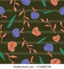 seamless striped pattern colorful nature shapes and lines repeat endless background cover texture for textile, wrapping paper, wallpapers, clothing, carpets, curtains, linens, fashion fabric prints