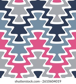 Seamless striped pattern with a creative design of zigzag multicolored lines. Contemporary ethnic style. Decorative vector illustration, for textile, wrapping, printing, covers, and wallpaper.