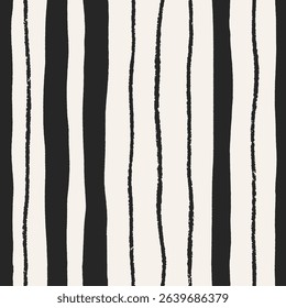 Seamless striped pattern design. Abstract rough scribble lines, endless texture. Repeating print, background for black-and-white textile, wrapping and wallpaper. Hand-drawn vector illustration