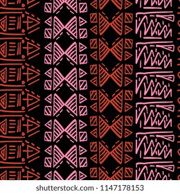Seamless striped pattern egyptian theme with ethnic and tribal motifs. Vintage retro drawing for textile print vector illustration.