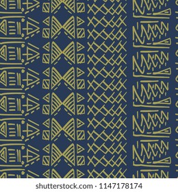 Seamless striped pattern egyptian theme with ethnic and tribal motifs. Vintage retro drawing for textile print vector illustration.