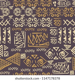 Seamless striped pattern egyptian theme with ethnic and tribal motifs. Vintage retro drawing for textile print vector illustration.