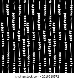 Seamless striped pattern from elements of arrows white on a black background vector illustration. Graphic texture for wallpaper, fabric, upholstery, textile.