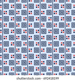 Seamless striped pattern. Fashion textile print with greek design. Greece meander fabric background.