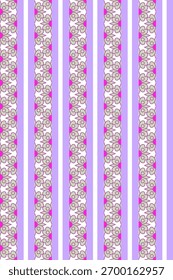 seamless striped pattern with floral on purple background.Design for gift wrappings, textile,wallpaper and backgrounds