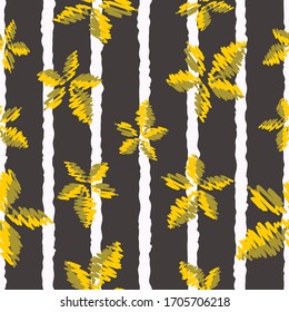 Formas de hojas de trazo sin soldadura líneas verticales repiten una textura de fondo interminable para textiles, prendas de vestir, cortinas, alfombras, ropa de cama, papel de envoltura, papel pintado, estampados de tela de moda