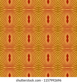 Seamless striped pattern from geometrical abstract yellow ornaments on a red background. Vector illustration can be used for textiles, wallpaper and wrapping paper