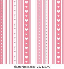 Seamless striped pattern with hearts
