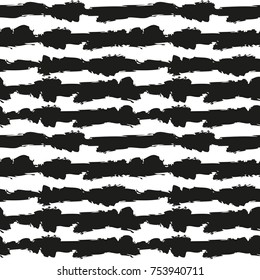 Seamless striped pattern with horizontal black and white lines.Black and white