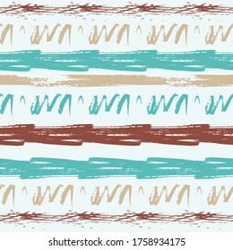 Seamless striped pattern. Horizontal line with torn paper effect. Ethnic colorful skin tone colors. For cloth.