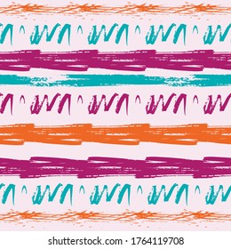 Seamless striped pattern. Horizontal line with torn paper effect. Ethnic colorful skin tone colors. For cloth.