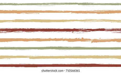 Seamless striped pattern. Horizontal line with torn paper effect. Ethnic background. Colorful, red, pink, green, grey. EPS vector illustration. Texture for backdrop, app. Paint brush stroke stripes.