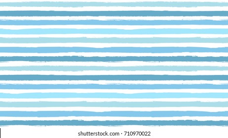 Seamless Striped Pattern. Horizontal Line With Torn Paper Effect. Ethnic Background. Colorful, Blue Color Gradient. EPS Vector Illustration. Texture For Backdrop, App. Paint Brush Stroke Stripes.