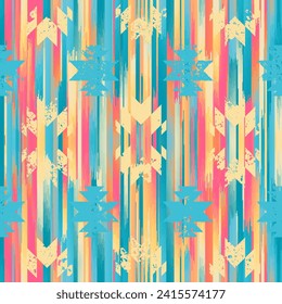 Patrón de rayas impecables al estilo Ikat. Borde popular. Estilo ikat azteca. Imagen vectorial sin inconvenientes. Líneas delgadas